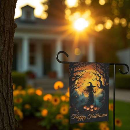 Halloween Witch Flag Durable Fall Garden Yard Banner Decor