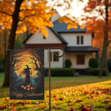 Halloween Witch Flag Durable Fall Garden Yard Banner Decor