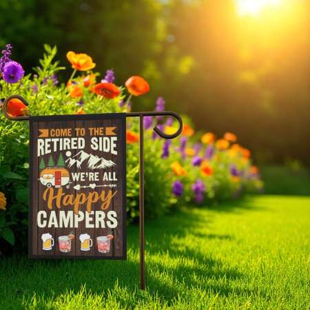 Happy Campers Garden Flag Camping Retirement Decor Durable Outdoor