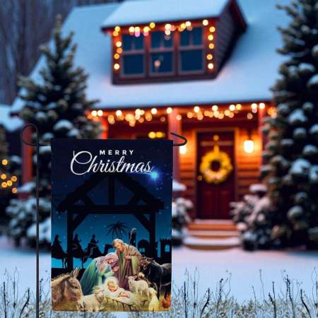Holy Nativity Garden Flag Christian Christmas Decor for Outdoors