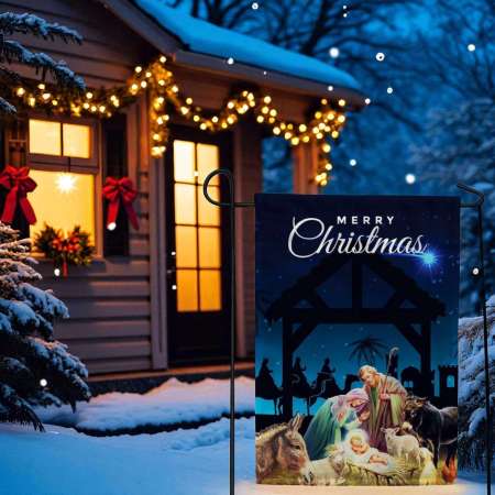 Holy Nativity Garden Flag Christian Christmas Decor for Outdoors
