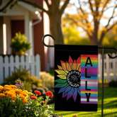 LGBTQ+ Pride Garden Flag - Vibrant Rainbow Sunflower Decor