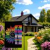LGBTQ+ Pride Garden Flag - Vibrant Rainbow Sunflower Decor