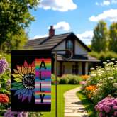 LGBTQ+ Pride Garden Flag, Rainbow Sunflower Yard Decor