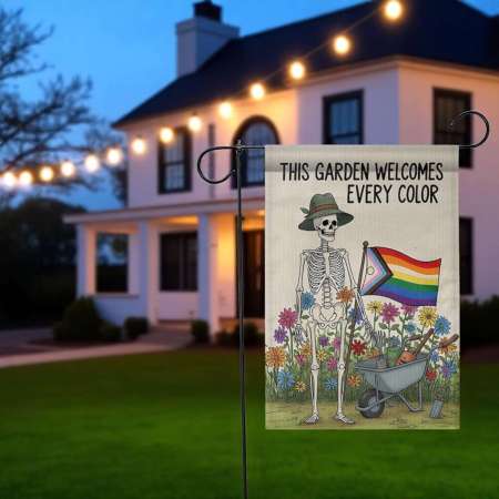 LGBTQ Skeleton Garden Flag for Pride Halloween Decor