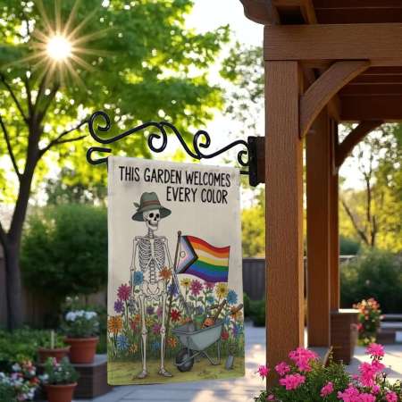 LGBTQ Skeleton Garden Flag for Pride Halloween Decor