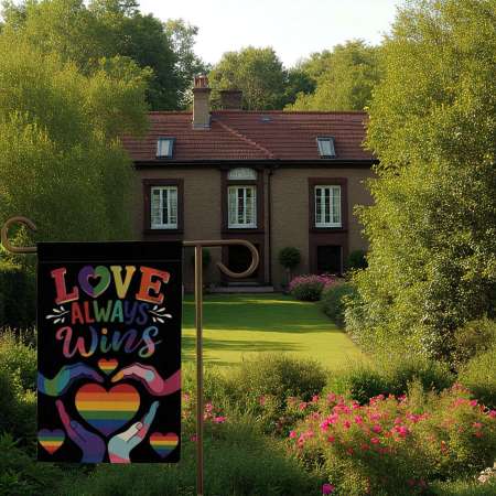Love Always Wins Garden Flag - Durable LGBT Pride Outdoor Decor