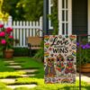 Love Always Wins Garden Flag – Colorful LGBTQ Pride Dog Decor