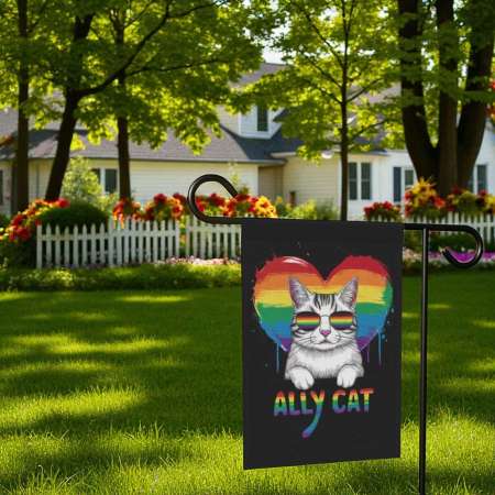 Pride Garden Banner for Cat Lovers | Vibrant LGBTQ+ Yard Flag