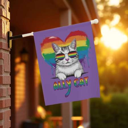 Pride Garden Banner for Cat Lovers | Vibrant LGBTQ+ Yard Flag