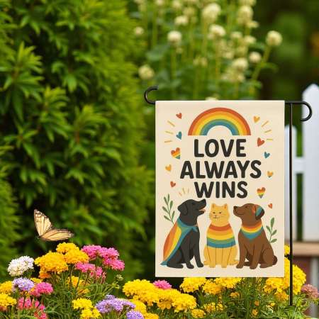 Pride Garden Flag for Outdoor Decor | Love Wins Rainbow Dog Flag