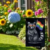 Raccoon Pride Garden Flag for Colorful LGBT Outdoor Decor