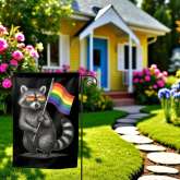 Raccoon Pride Garden Flag, LGBT Outdoor Decor