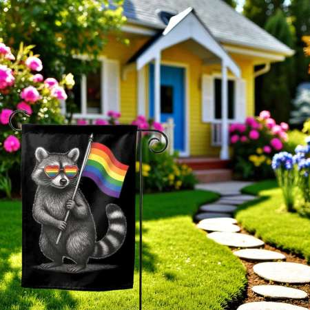 Raccoon Pride Garden Flag for Colorful LGBT Outdoor Decor