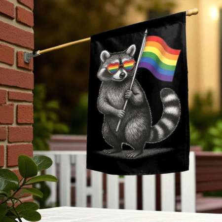 Raccoon Pride Garden Flag for Colorful LGBT Outdoor Decor