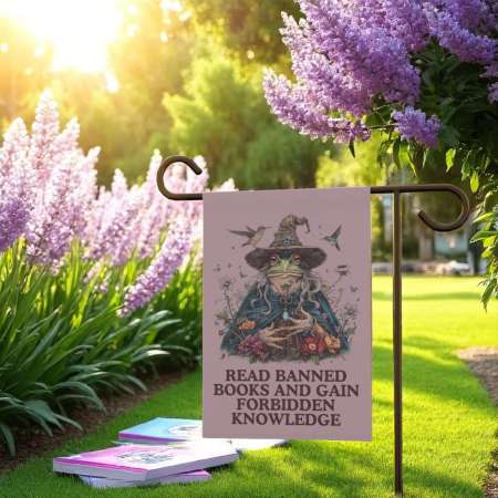 Read Banned Books Garden Flag – Durable Bookish Yard Decor