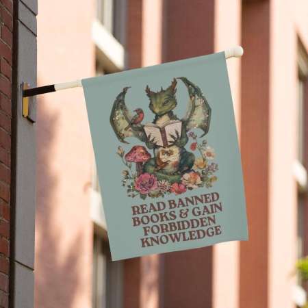 Read Banned Books Garden Flag for Book Lovers and Free Expression