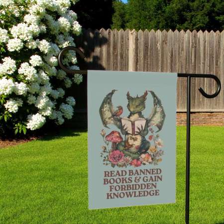 Read Banned Books Garden Flag for Book Lovers and Free Expression