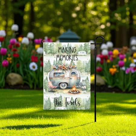 Retro Camper Garden Flag Personalized RV Camping Flag for Outdoors