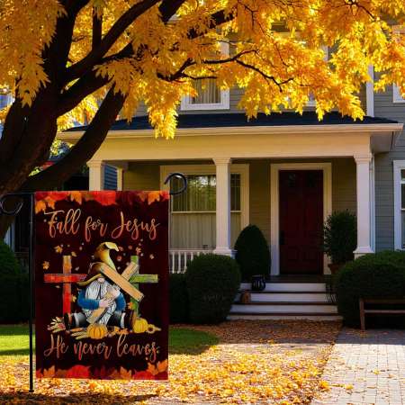 Retro Gnome Flag for Fall | Faithful Autumn Garden Decor