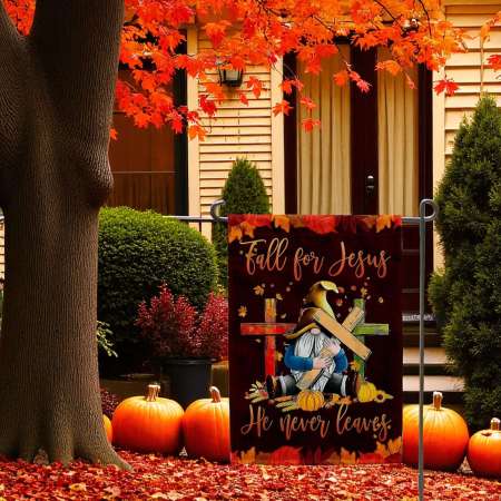Retro Gnome Flag for Fall | Faithful Autumn Garden Decor
