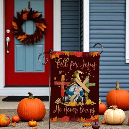 Retro Gnome Flag for Fall | Faithful Autumn Garden Decor