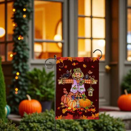 Scarecrow Thanksgiving Flag for Autumn Decor and Harvest Blessings
