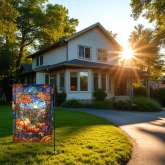 Scarecrow Thanksgiving Flag, Harvest Blessings Autumn Decor