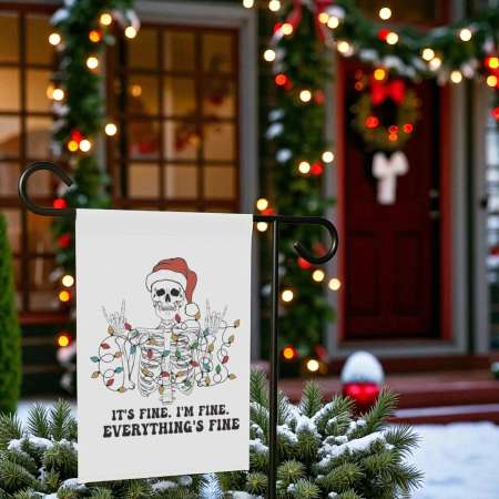 Skeleton Christmas Flag for Garden, Funny Holiday Outdoor Decor