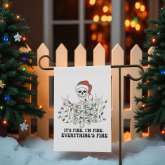 Skeleton Christmas Flag for Garden, Funny Holiday Outdoor Decor