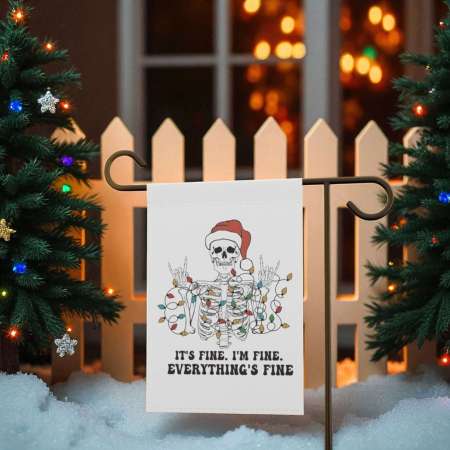 Skeleton Christmas Flag for Garden, Funny Holiday Outdoor Decor