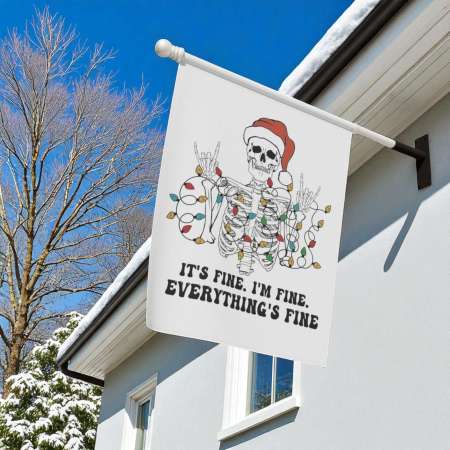 Skeleton Christmas Flag for Garden, Funny Holiday Outdoor Decor