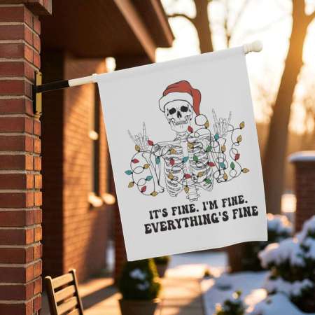 Skeleton Christmas Flag for Garden, Funny Holiday Outdoor Decor