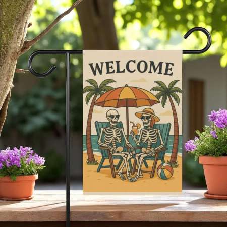 Skeleton Garden Flag for Halloween Yard Decor