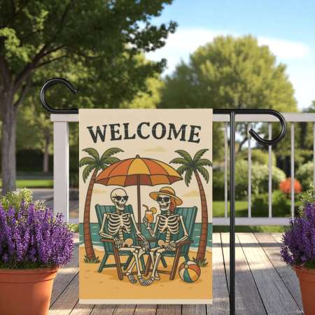 Skeleton Garden Flag for Halloween Yard Decor