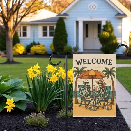 Skeleton Garden Flag for Spooky Summer & Halloween Decor