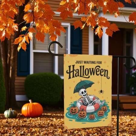Skeleton Halloween Garden Flag Outdoor Yard Decor Durable Design