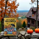 Skeleton Pool Float Flag - Durable Funny Halloween Yard Decor