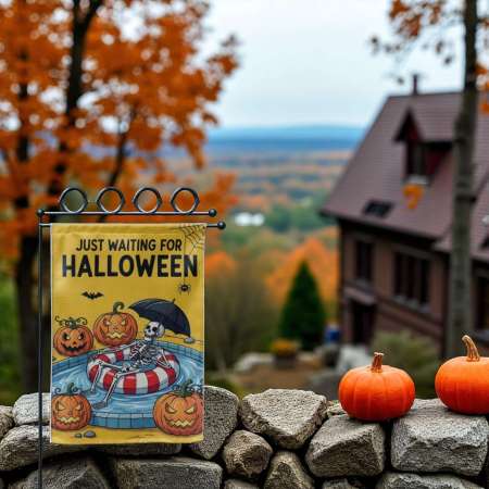 Skeleton Pool Float Flag - Durable Funny Halloween Yard Decor