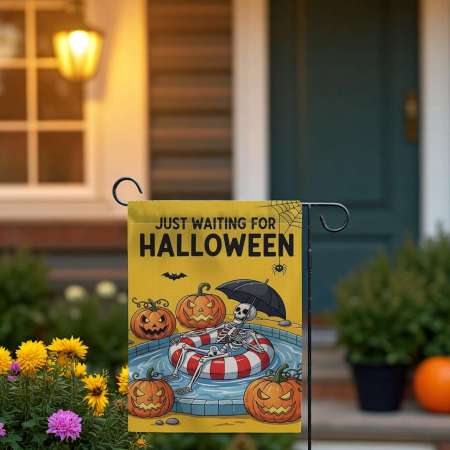 Skeleton Pool Float Flag - Durable Funny Halloween Yard Decor