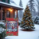 Skeleton Santa Claus Flag, Funny Halloween Christmas Yard Decor