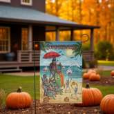 Summerween Beach Flag, Funny Skeleton Halloween Yard Decor