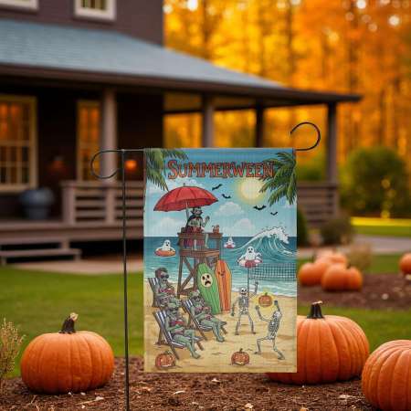 Summerween Beach Flag for Funny Halloween Yard Decor