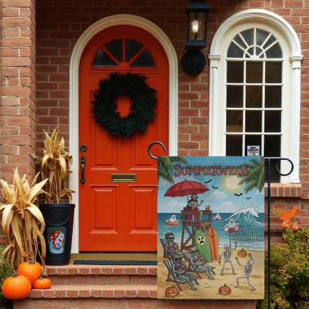 Summerween Beach Flag for Funny Halloween Yard Decor