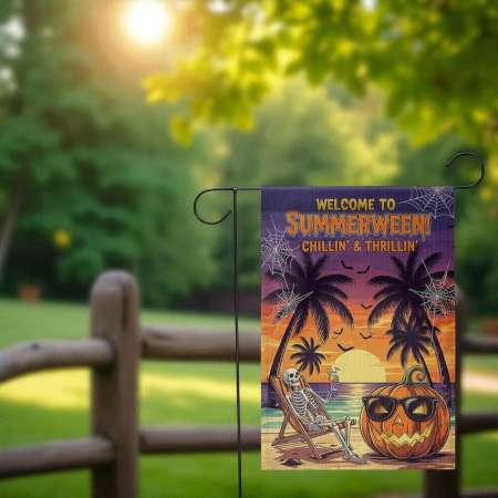 Summerween Garden Flag Tropical Halloween Yard Decor Outdoor