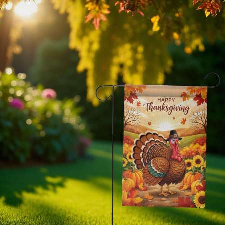 Thanksgiving Garden Flag for Fall Yard Decor
