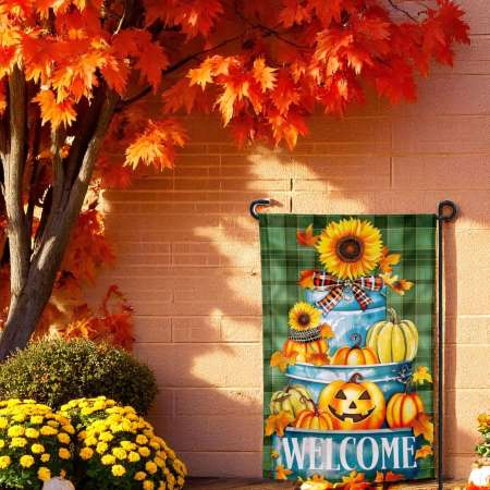 Thanksgiving Garden Flag for Fall Yard Decoration