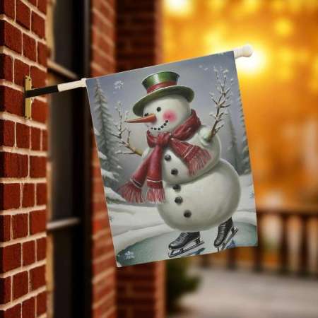Vintage Snowman Garden Flag - Festive Holiday Porch Decor
