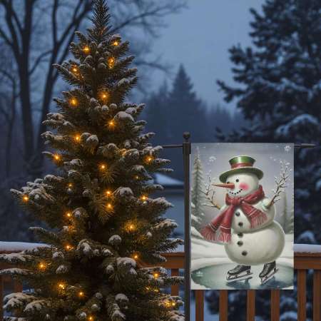 Vintage Snowman Garden Flag - Festive Holiday Porch Decor