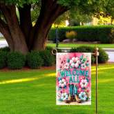 Welcome Garden Flag Blue Flowers Yard Decor Elegant Outdoor
